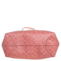 Pre Owned حقيبة يد كوتش أفينيو كانفاس مقوى بالشعار وردي 