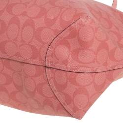 Pre Owned حقيبة يد كوتش أفينيو كانفاس مقوى بالشعار وردي 