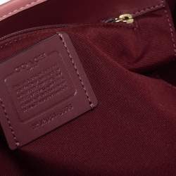 Pre Owned حقيبة يد كوتش أفينيو كانفاس مقوى بالشعار وردي 