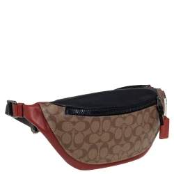 Coach Tri Color Signature Coated Canvas and Leather Warren Belt Bag