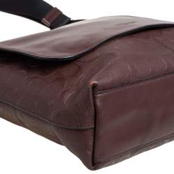 Coach Brown Signature Embossed Leather Charles Messenger Bag