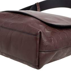 Coach Brown Signature Embossed Leather Charles Messenger Bag
