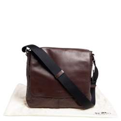 Coach Brown Signature Embossed Leather Charles Messenger Bag