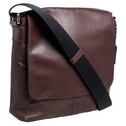 Coach Brown Signature Embossed Leather Charles Messenger Bag