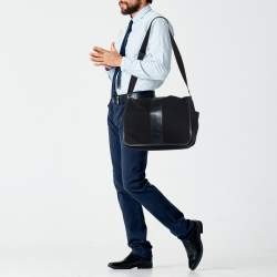 Coach Black Nylon and Leather Trim Large Messenger Bag