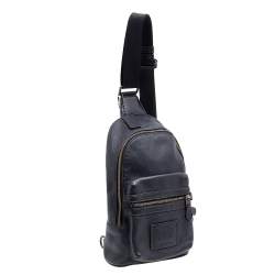 Coach Black Leather Academy Sling Backpack