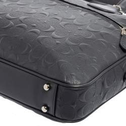 Coach Navy Blue Signature Embossed Leather Hudson Briefcase 