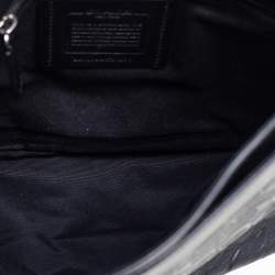 Coach Black Signature Embossed Leather Charles Flap Messenger Bag