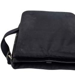 Coach Black Signature Embossed Leather Charles Flap Messenger Bag