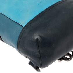Pre Owned Coach Two Tone Blue Leather Manhattan Sling Backpack
