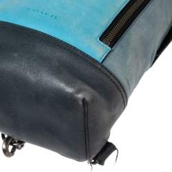 Pre Owned Coach Two Tone Blue Leather Manhattan Sling Backpack