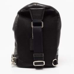 Coach Black Leather and Mesh Metropolitan Sling Backpack