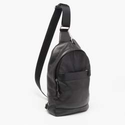Coach Black Leather and Mesh Metropolitan Sling Backpack