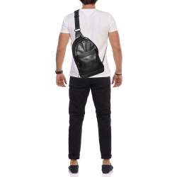 Coach Black Leather and Mesh Metropolitan Sling Backpack
