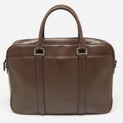 Pre Owned Coach Brown Leather Briefcase Laptop Bag