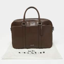 Pre Owned Coach Brown Leather Briefcase Laptop Bag