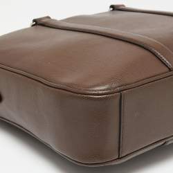 Pre Owned Coach Brown Leather Briefcase Laptop Bag