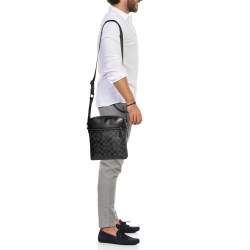 Coach Black/Grey Signature Coated Canvas and Leather Houston Flight Messenger Bag