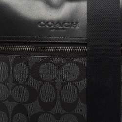Coach Black/Grey Signature Coated Canvas and Leather Houston Flight Messenger Bag