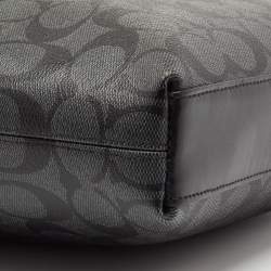 Coach Black/Grey Signature Coated Canvas and Leather Houston Flight Messenger Bag