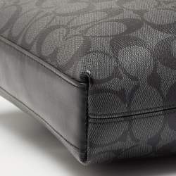 Coach Black/Grey Signature Coated Canvas and Leather Houston Flight Messenger Bag