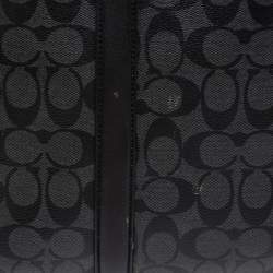 Coach Black Signature Coated Canvas and Leather Perry Slim Laptop Bag