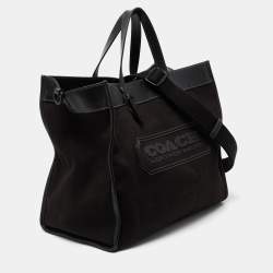 Coach Black Canvas And Leather With Coach Badge Field 40 Tote