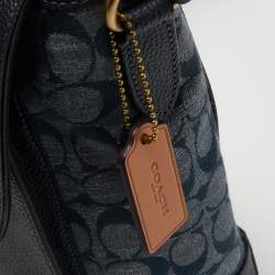 Pre Owned Coach Blue Signature Canvas an Leather Hudson Messenger Bag