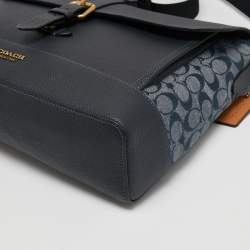 Pre Owned Coach Blue Signature Canvas an Leather Hudson Messenger Bag