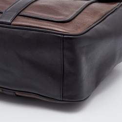 Coach Two Tone Dark Brown Leather Commuter Briefcase 