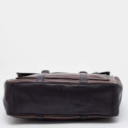 Coach Two Tone Dark Brown Leather Commuter Briefcase 