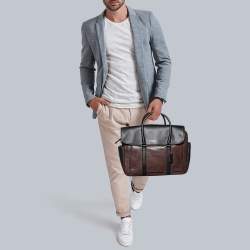 Coach Two Tone Dark Brown Leather Commuter Briefcase 