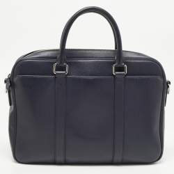 Coach Dark Blue Leather Perry Slim Laptop Bag