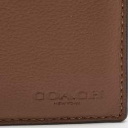 Pre Owned Coach Brown Leather Bifold Compact Wallet