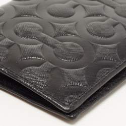 Coach Black Signature Embossed Leather Breast Pocket Long Wallet