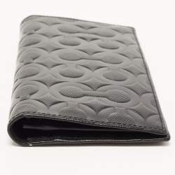 Coach Black Signature Embossed Leather Breast Pocket Long Wallet