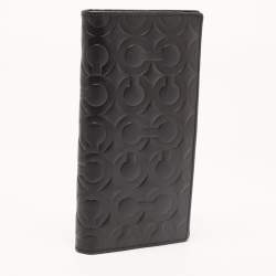 Coach Black Signature Embossed Leather Breast Pocket Long Wallet