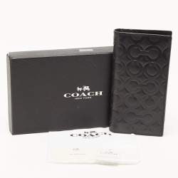 Coach Black Signature Embossed Leather Breast Pocket Long Wallet