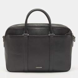 Coach Black Leather Perry Slim Laptop Bag