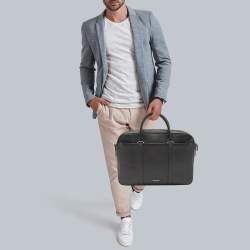 Coach Black Leather Perry Slim Laptop Bag