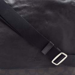 Coach Black/Brown Signature Coated Canvas and Leather Charles Messenger Bag