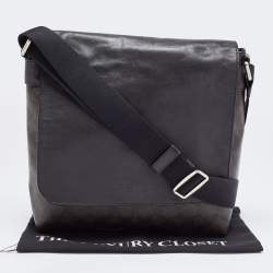 Coach Black/Brown Signature Coated Canvas and Leather Charles Messenger Bag