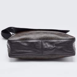 Coach Black/Brown Signature Coated Canvas and Leather Charles Messenger Bag