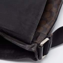 Coach Black/Brown Signature Coated Canvas and Leather Charles Messenger Bag