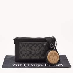 Coach Black/Grey Leather and Signature Coated Canvas Holden Crossbody Bag