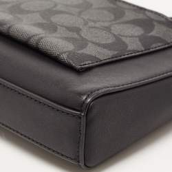 Coach Black/Grey Leather and Signature Coated Canvas Holden Crossbody Bag