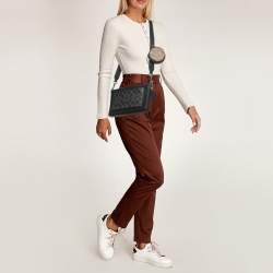 Coach Black/Grey Leather and Signature Coated Canvas Holden Crossbody Bag
