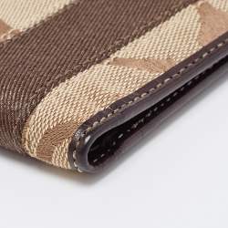 Coach Beige/Brown Signature Canvas Compact Bifold Wallet    