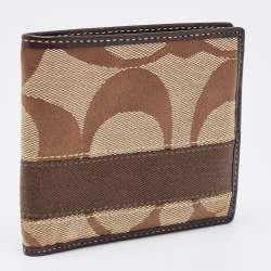 Coach Beige/Brown Signature Canvas Compact Bifold Wallet    