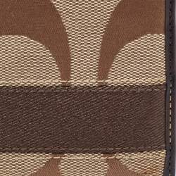 Coach Beige/Brown Signature Canvas Compact Bifold Wallet    